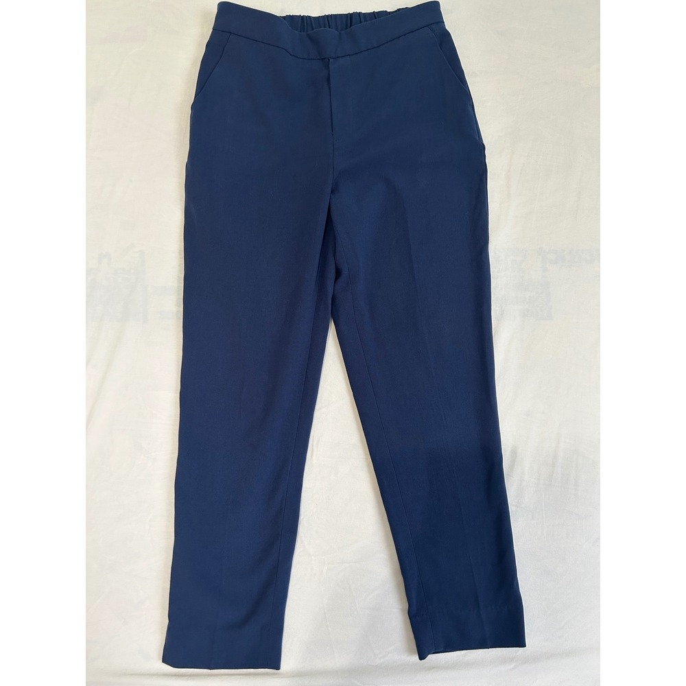 Banana Republic Womens Navy Blue Tapered Ankle Dress Pants Size 6 Elastic Waist